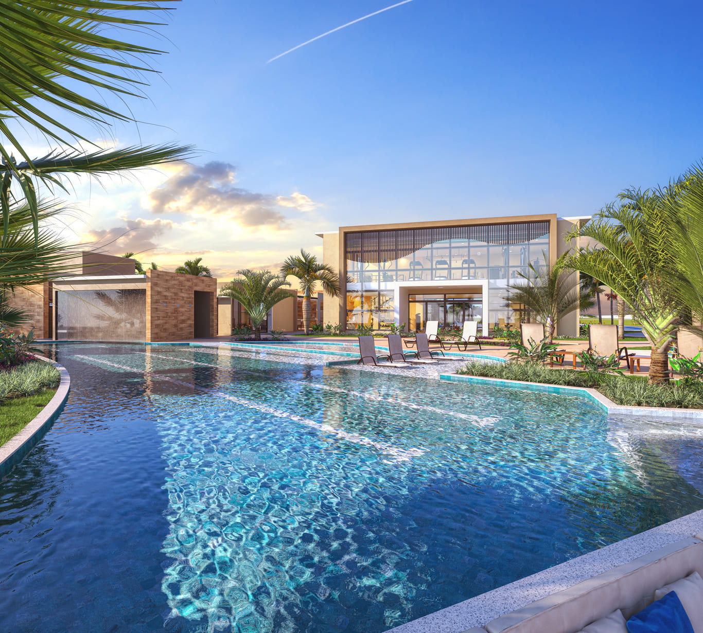 Perspectiva divulgada pela Laredo de piscina e área de lazer do Maraú Mar Residence