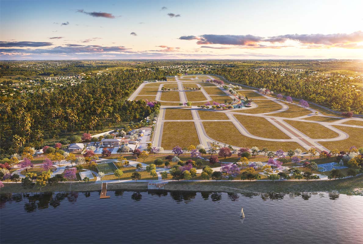 Perspectiva aérea divulgada pela Laredo do Villaredo Aruana e de sua implantação